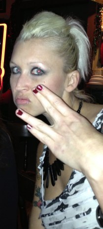 So I realize this is the "live long and prosper" sign...but hey, I was on the spot. At least I'm not going to get beat up for flashing some real gang sign. Unless there's a gang of trekkies who use that. But I think I'm pretty safe. 