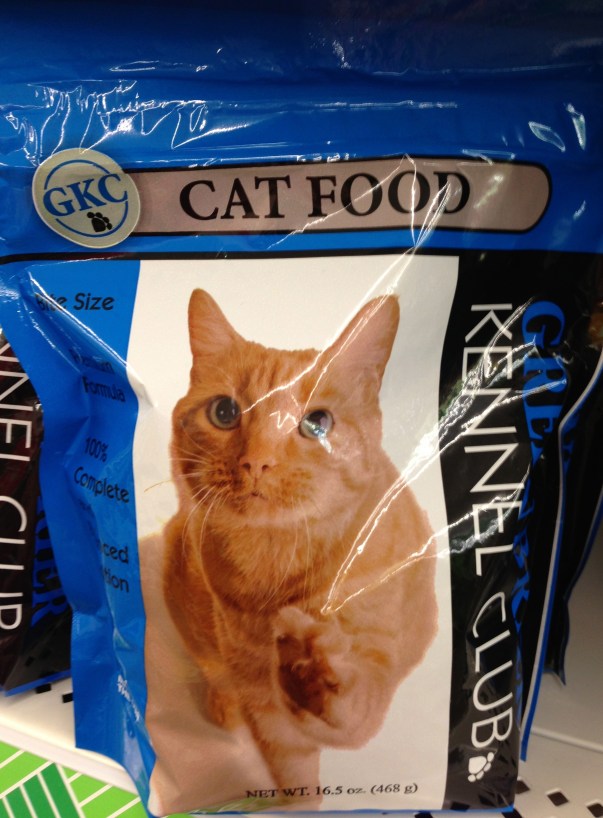 This is just weird. It looks like the cat is trying to escape the bag. 
